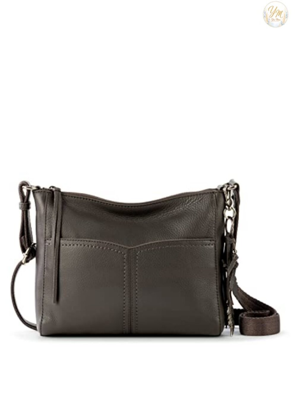 Smooth Leather Crossbody Bag with Adjustable Strap, Interior Pockets